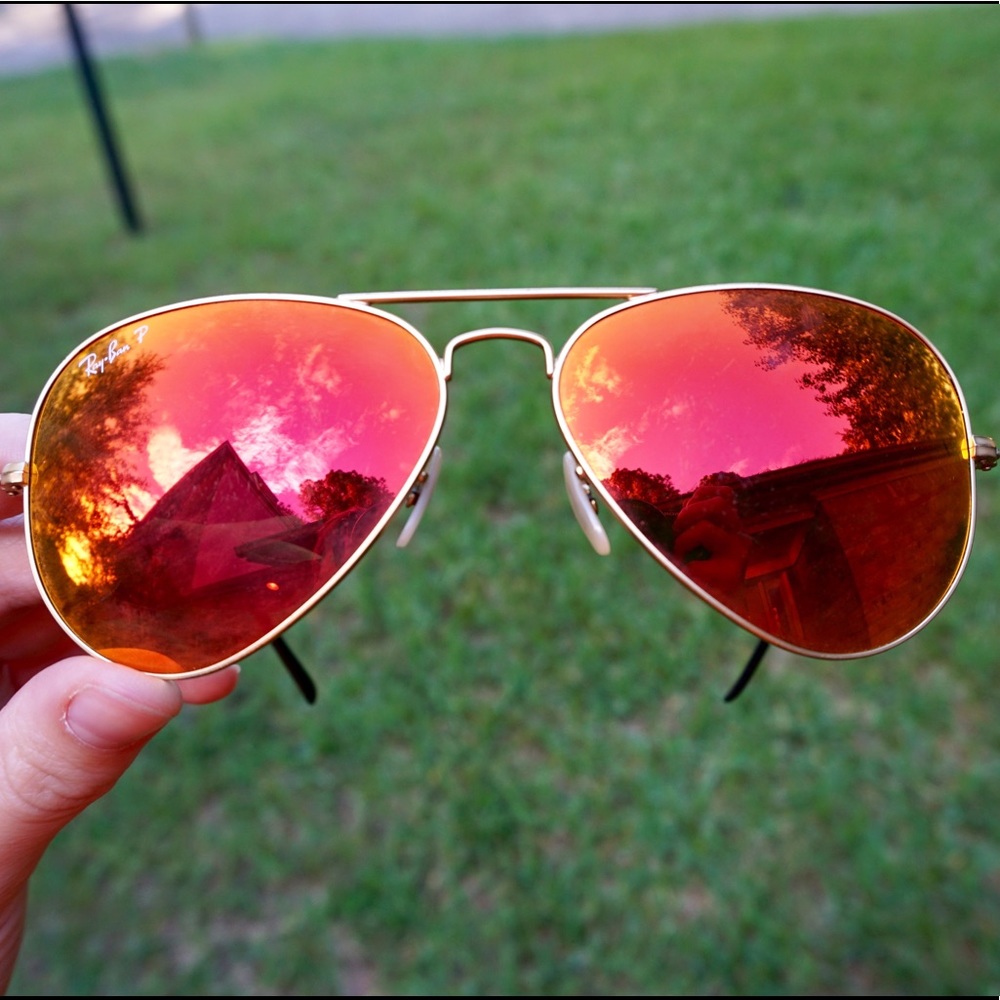 Ray-Ban POLARIZED Orange & Gold Aviator Sunglasses